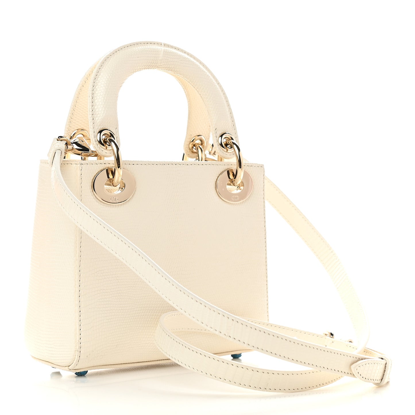 Lizard Mini Lady Dior White