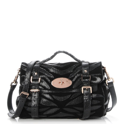 Mulberry Suede Lizard Print Patchwork Medium Alexa Black 1 of 7