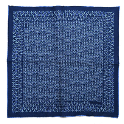 Hermes Silk Mors Smile Pocket Square Scarf Marine Bleu Moyen Ciel 1 of 4