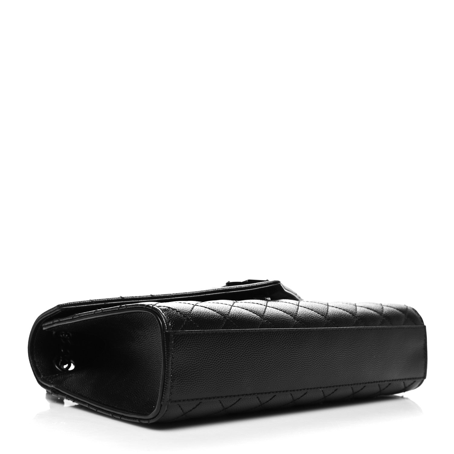 Saint Laurent Grain De Poudre Textured Mixed Matelasse Triquilt Medium Monogram Monochrome Satchel Black 4 of 10