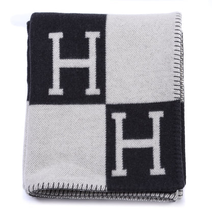 Hermes Wool Cashmere Avalon Blanket Ecru Gris Fonce 1 of 3
