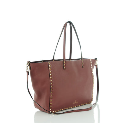 Valentino Garavani Pebbled Calfskin Medium Rockstud Reversible Tote Rubin Blush 3 of 7