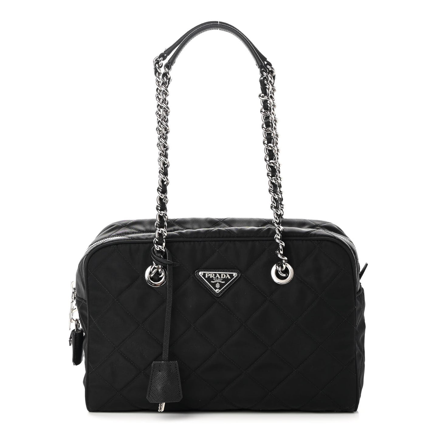 Nylon Tessuto Impuntu Quilted Shoulder Bag Black