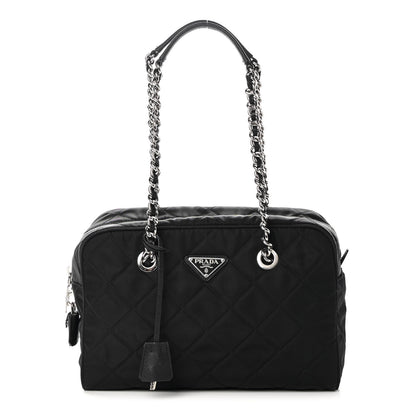 Prada Nylon Tessuto Impuntu Quilted Shoulder Bag Black 1 of 11