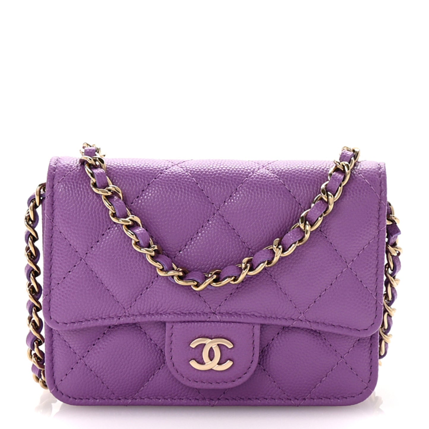 Caviar Quilted Mini Chain Bag Purple
