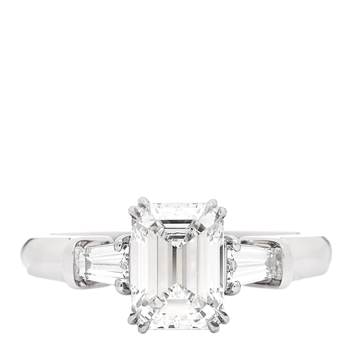 Platinum Diamond 1.27ct Emerald Cut Tapered Baguette Engagement Ring 47 4