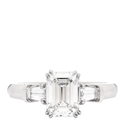 Harry Winston Platinum Diamond 1.27ct Emerald Cut Tapered Baguette Engagement Ring 47 4 1 of 7