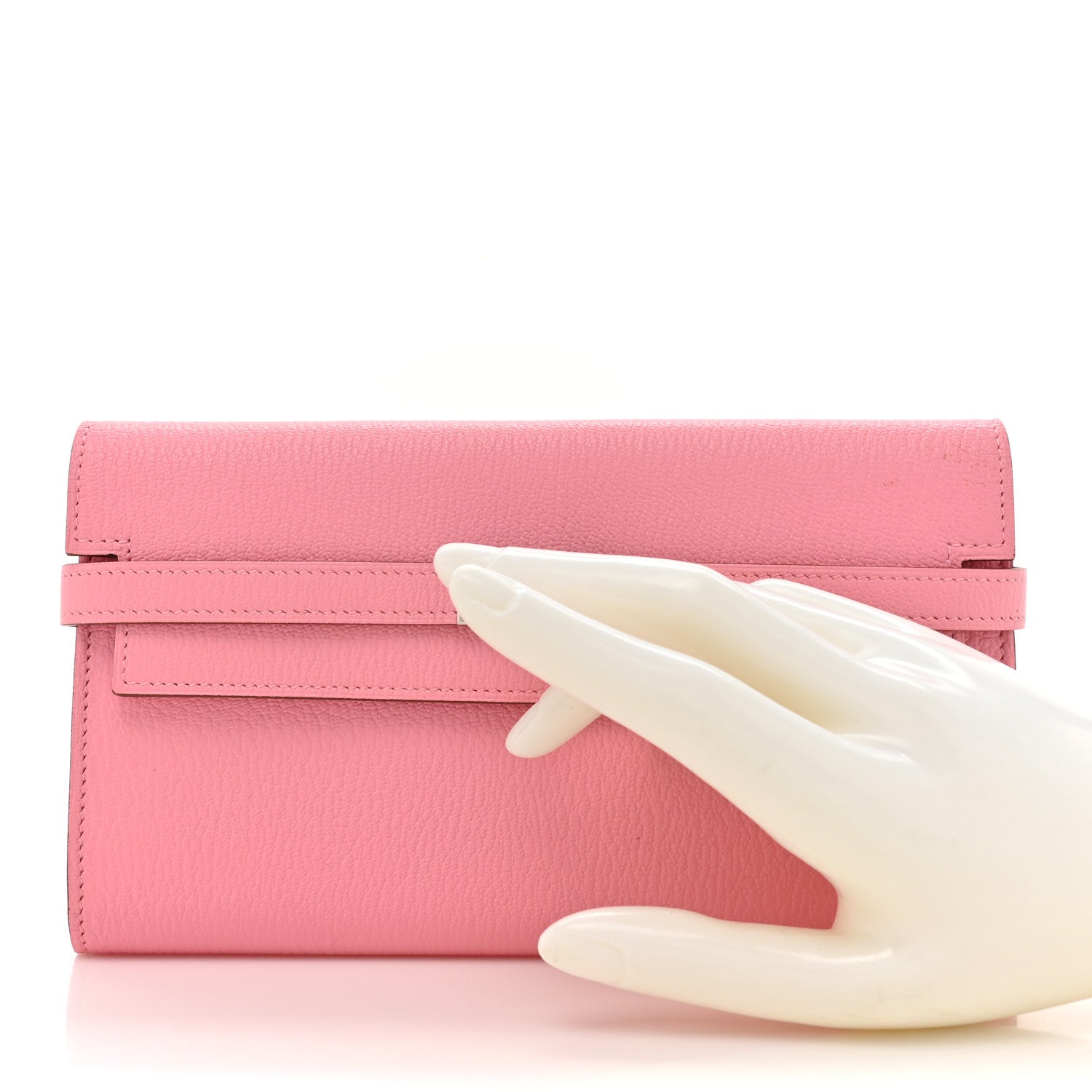 Hermes Chevre Mysore Kelly Longue Wallet Rose Confetti 2 of 10