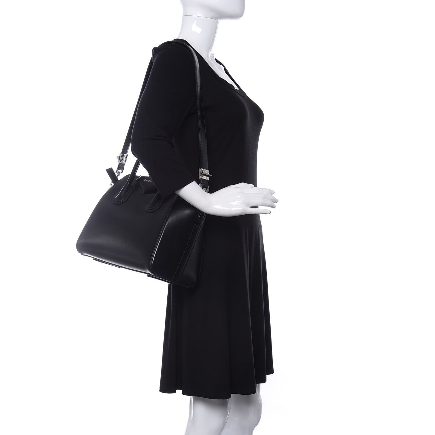 Shiny Lord Calfskin Small Antigona Black