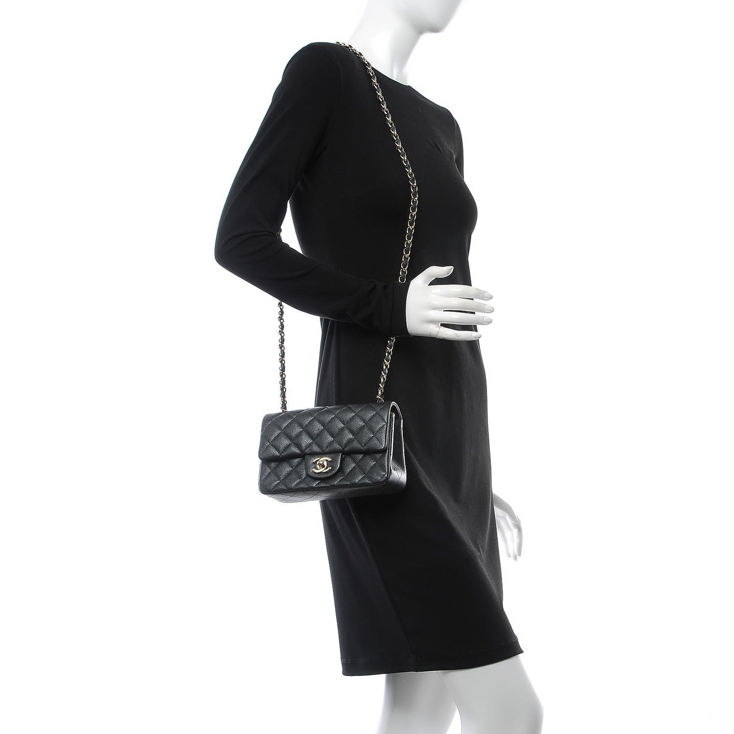 Caviar Quilted Mini Rectangular Flap Dark Charcoal