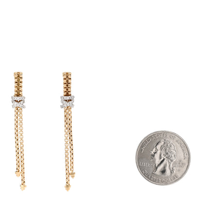 David Yurman 18K Yellow Gold Diamond Helena Box Chain Drop Earrings 2 of 4
