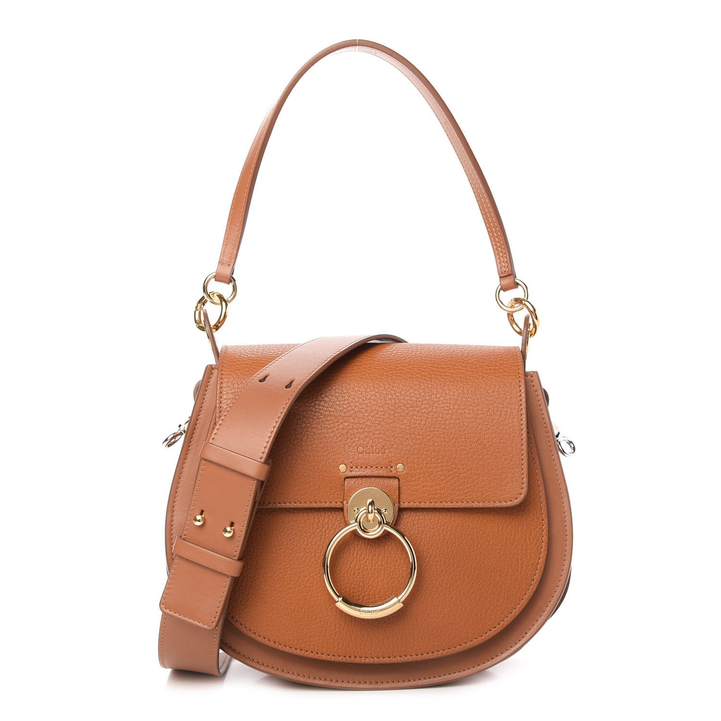 Grained Calfskin Large Tess Bag Caramel
