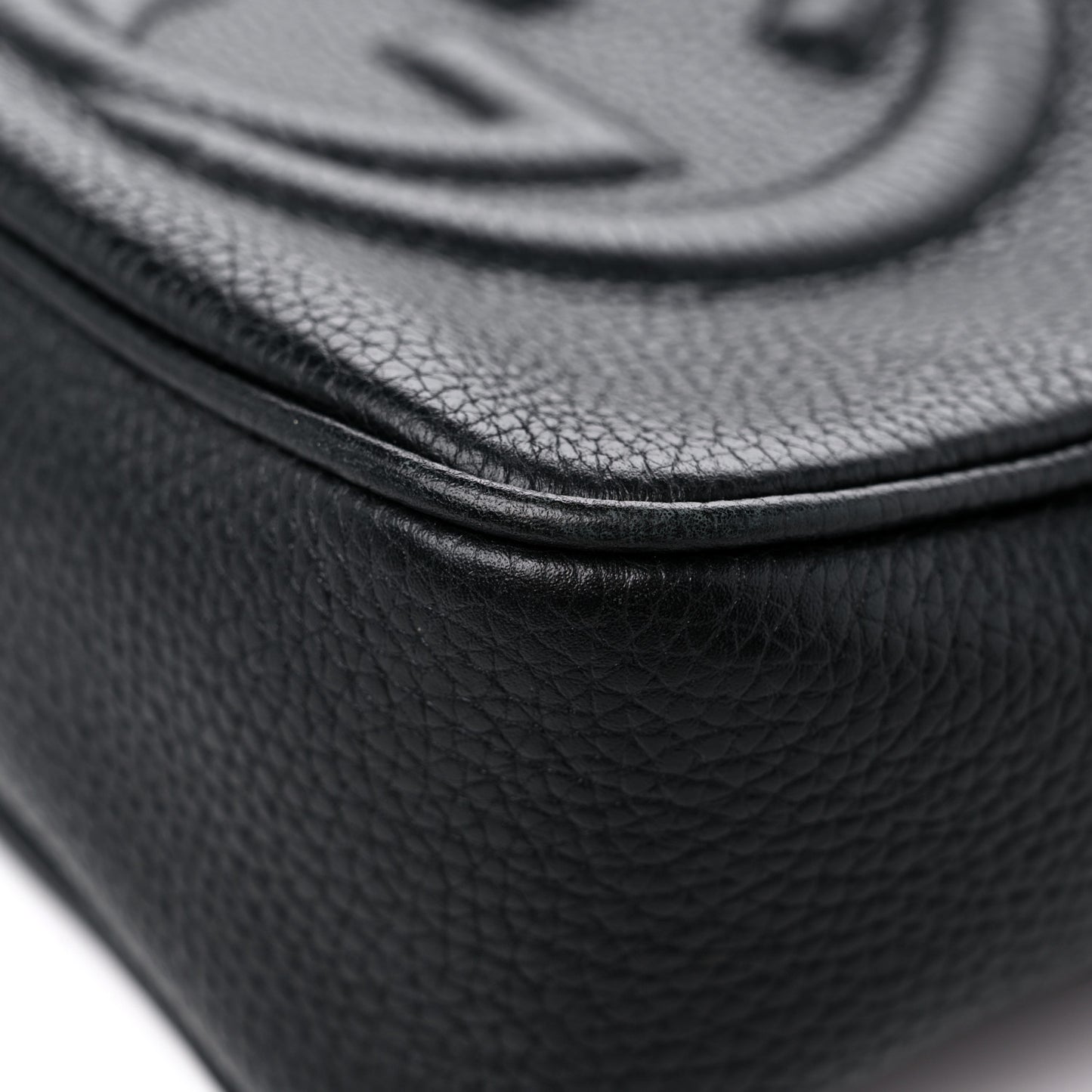 Pebbled Calfskin Small Soho Disco Bag Black