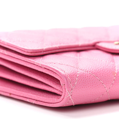 Chanel Caviar Quilted Flap Mini Wallet On Chain WOC Pink 9 of 11