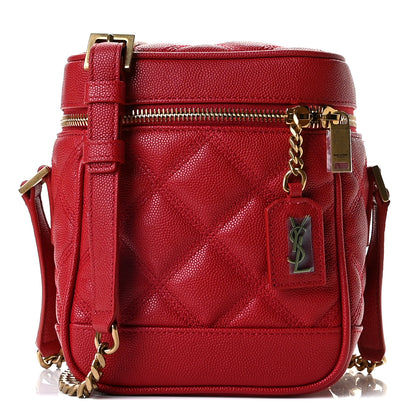 Saint Laurent Grain de Poudre Quilted 80's Vanity Bag Red 1 of 9