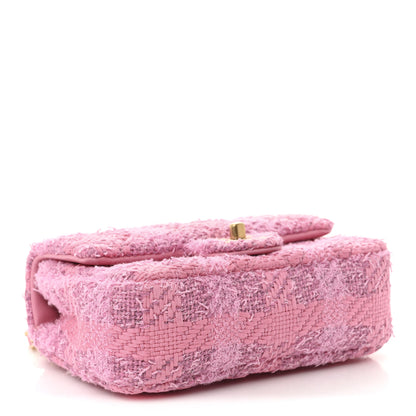 Chanel Tweed Quilted Pearl Twist Mini Square Flap Pink Dark Pink 4 of 11