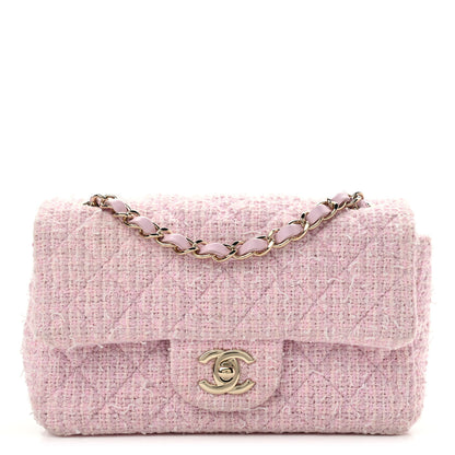 Chanel Tweed Quilted Mini Rectangular Flap Pink 1 of 14
