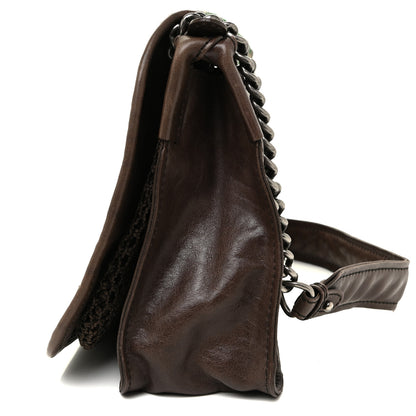 Chanel Calfskin Felt Sequin Embroidered Flap Shoulder Bag Brown 11 of 14