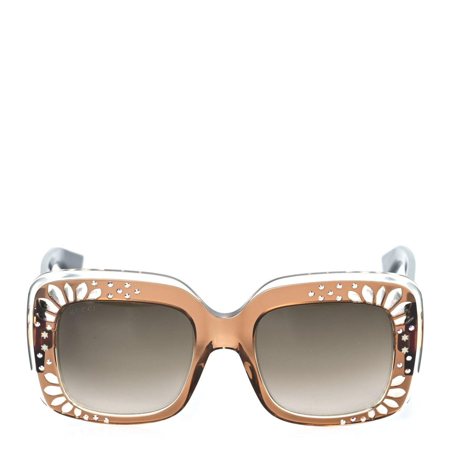 Acetate Crystals Web Square Frame GG3862/S Sunglasses Brown