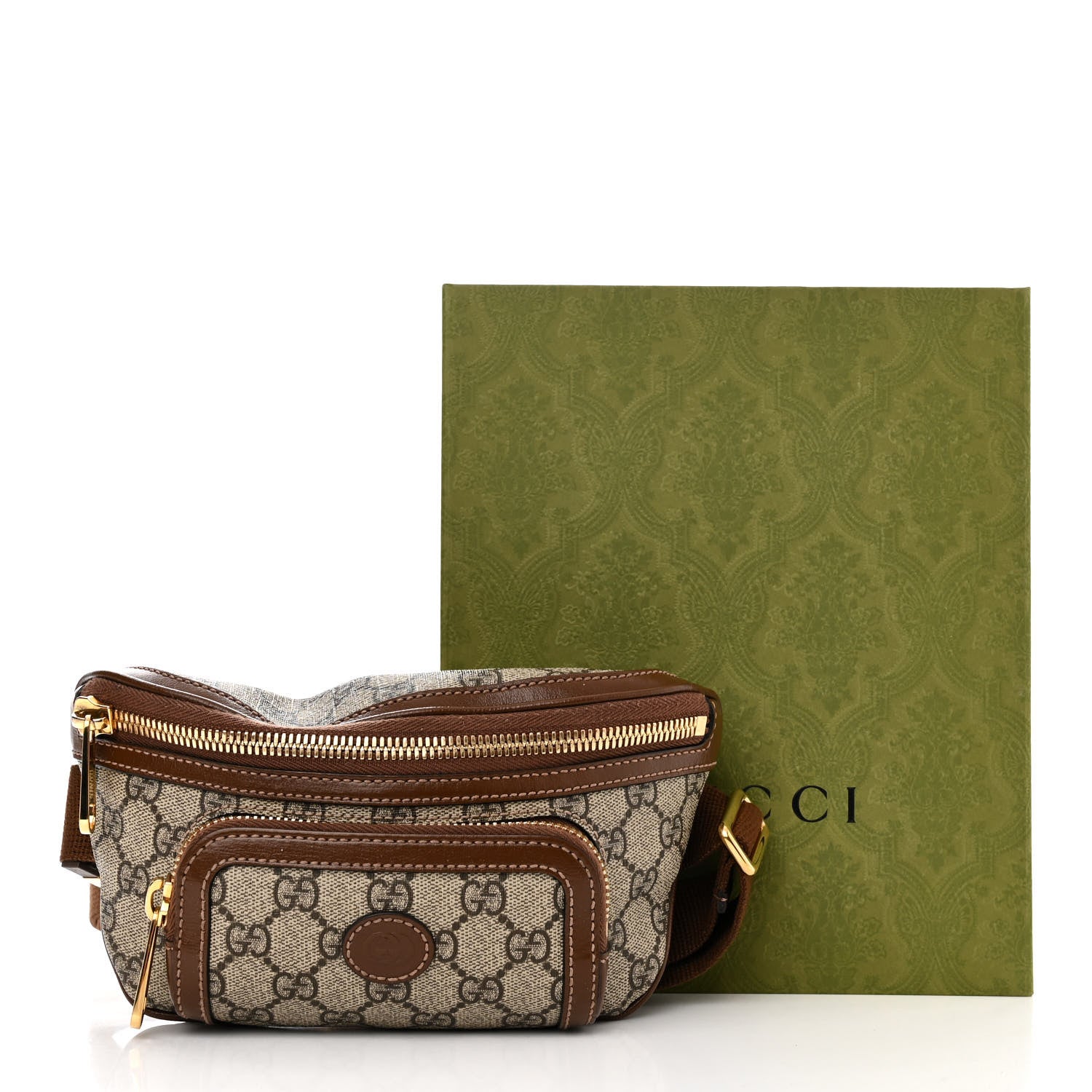 Gucci GG Supreme Monogram Textured Calfskin Retro Interlocking G Belt Bag Beige Ebony Brown Sugar 11 of 11