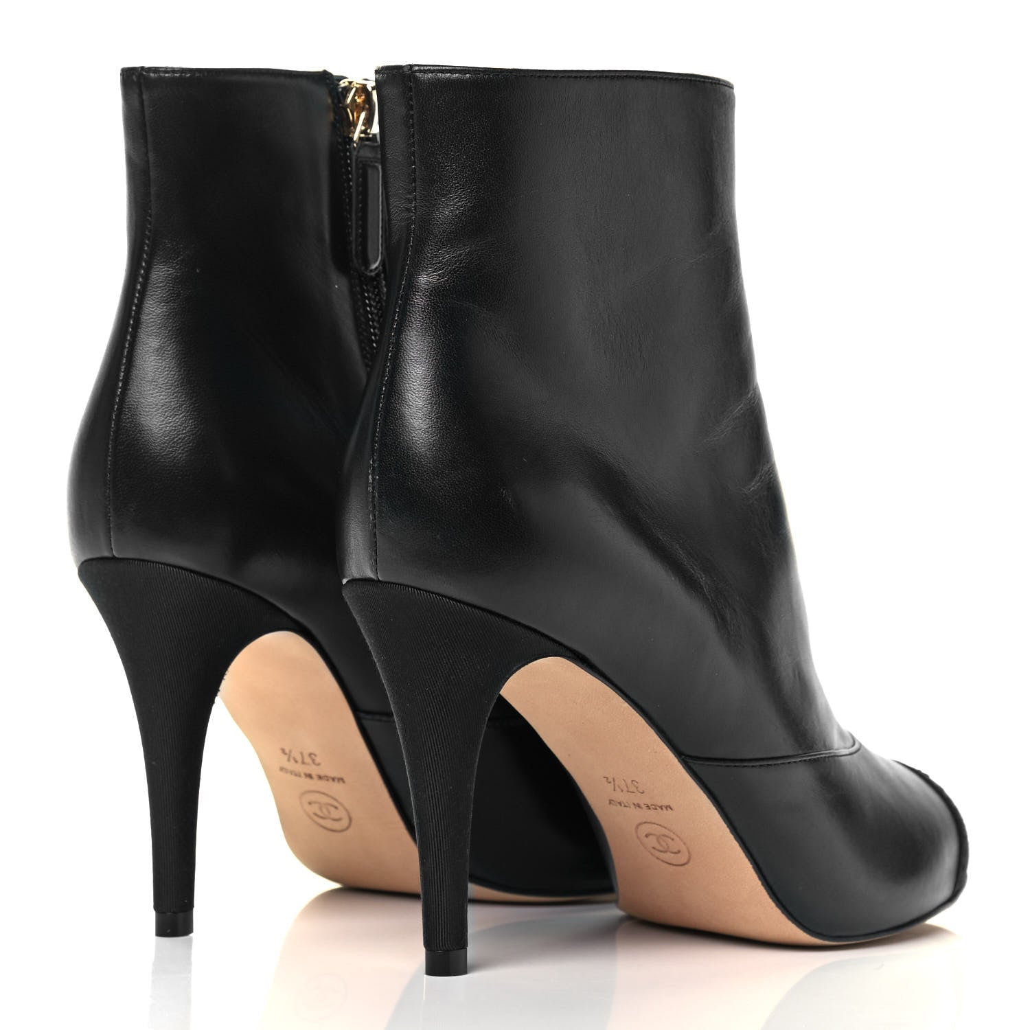Chanel Lambskin Grosgrain Cap Toe Short Ankle Boots 37.5 Black 4 of 8