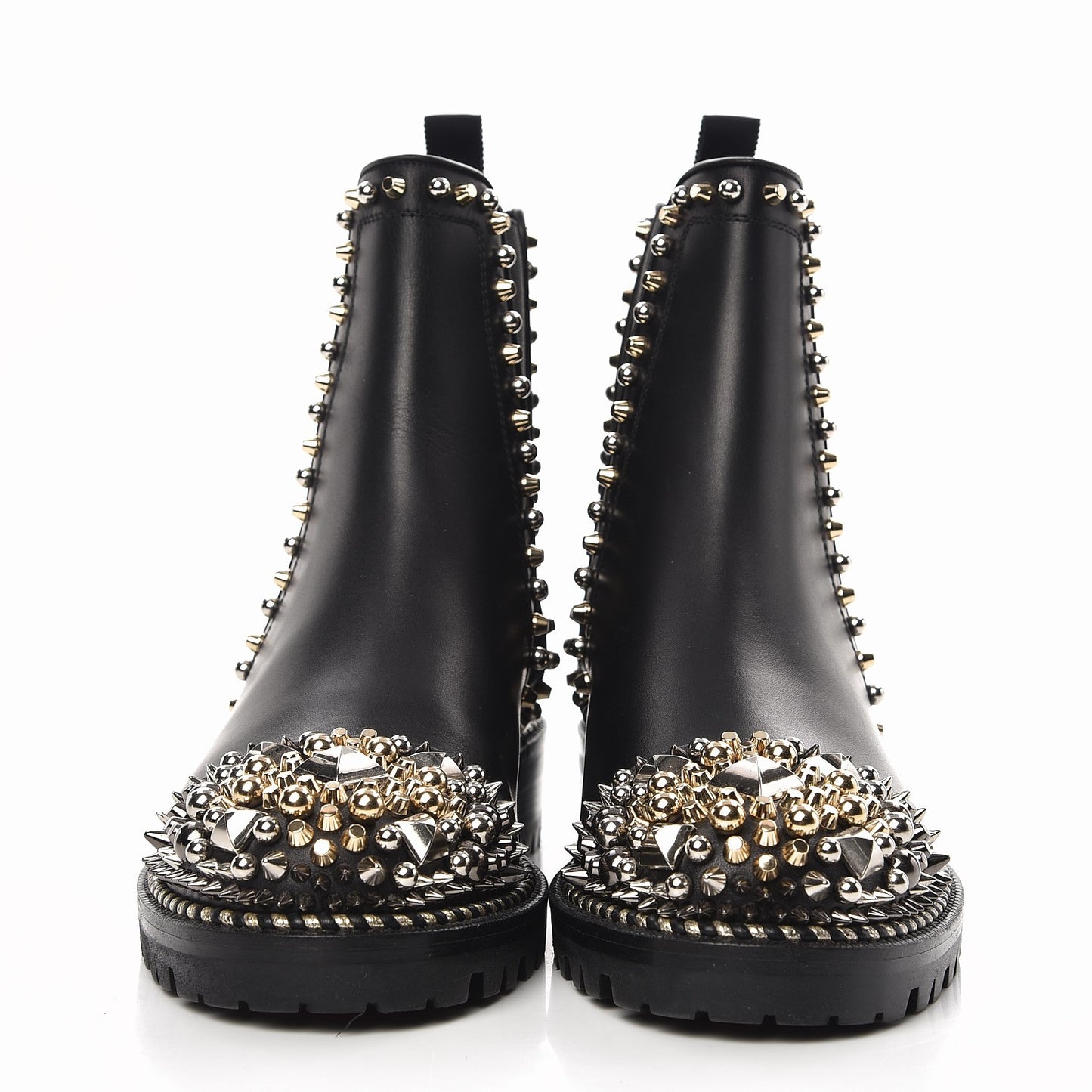 Calfskin Studded Chasse A Clou Flat Chelsea Boots 38 Black