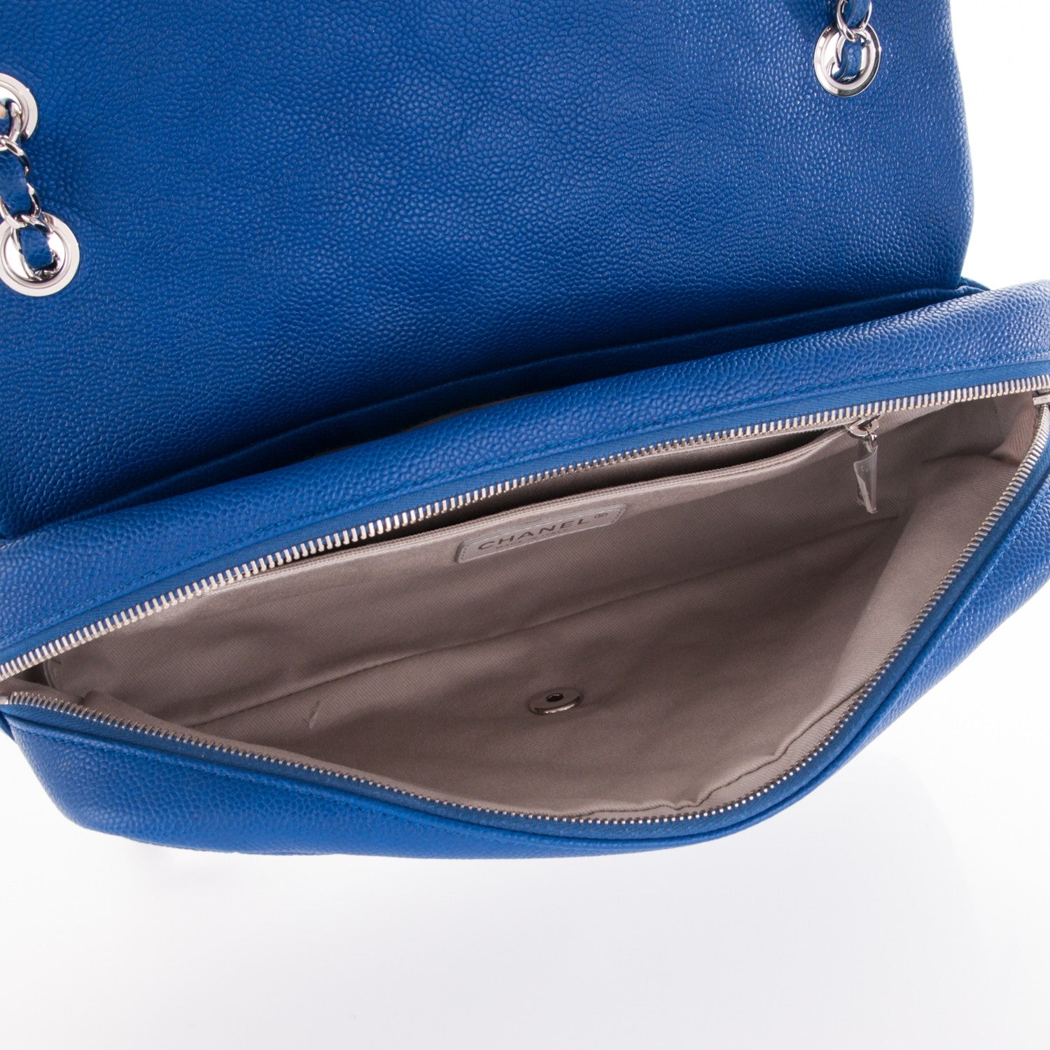 Chanel Caviar Quilted Jumbo Easy Flap Blue 6 of 8