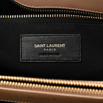Saint Laurent Grain De Poudre Matelasse Chevron Monogram Shopping Bag Dark Beige 7 of 22