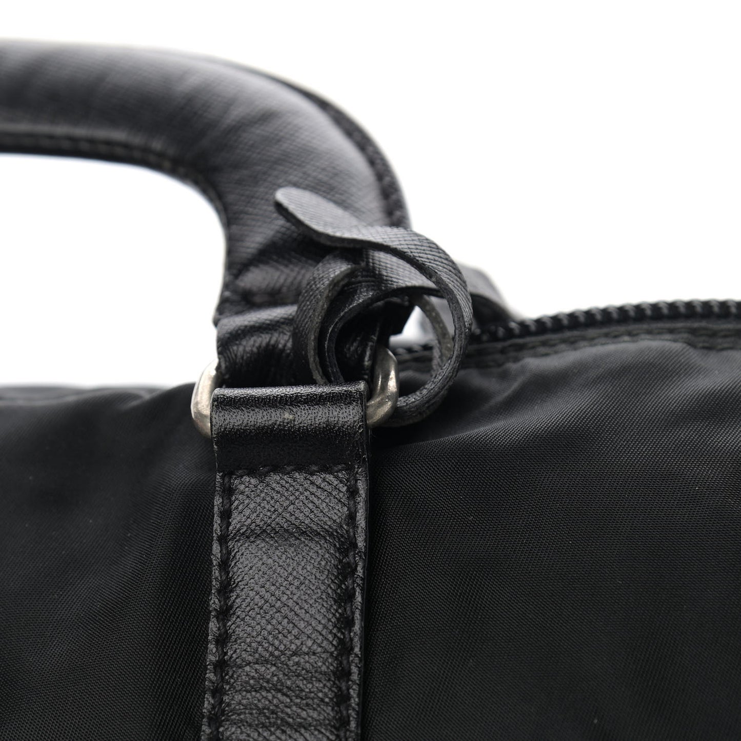 Tessuto Nylon Saffiano Top Handle Bag Black