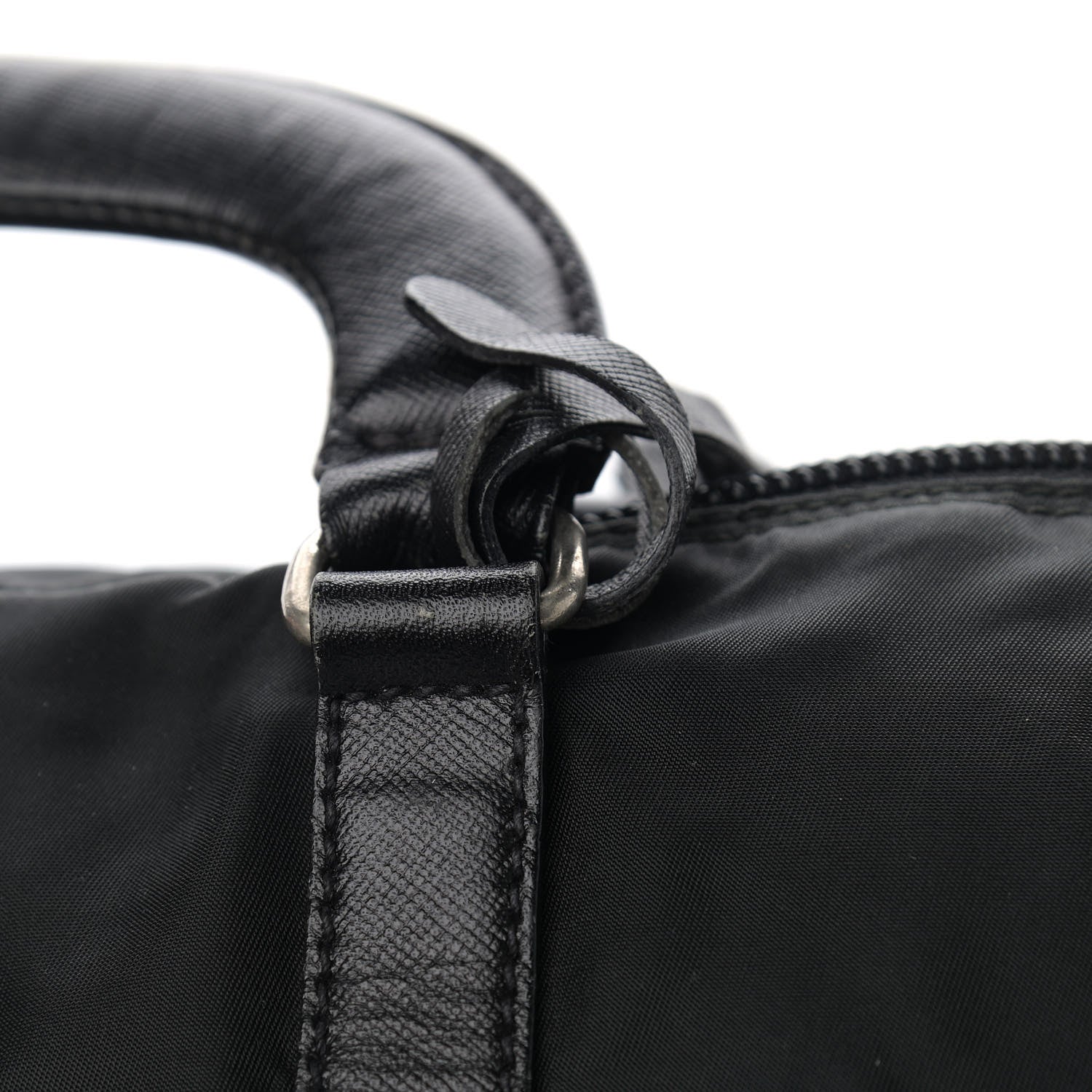 Prada Tessuto Nylon Saffiano Top Handle Bag Black 13 of 14