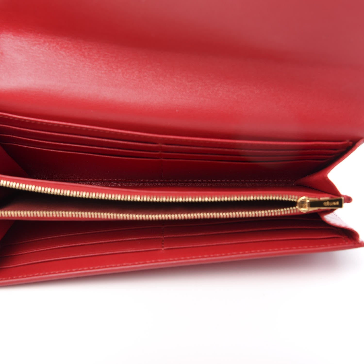 Celine Lambskin Large Flap Wallet Red 5 of 8