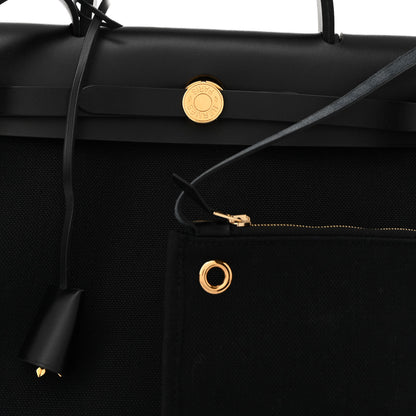 Hermes Military Toile Vache Hunter Herbag Zip PM 31 Black 7 of 9