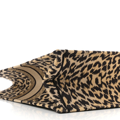 Christian Dior Canvas Mizza Embroidered Large Leopard Book Tote Beige 9 of 11