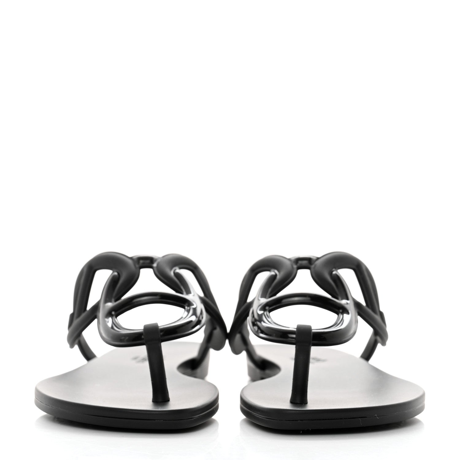 Hermes Rubber Womens Egerie Sandals 35 Black 2 of 9