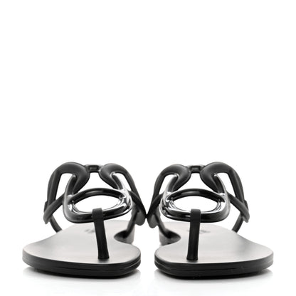 Hermes Rubber Womens Egerie Sandals 35 Black 2 of 9