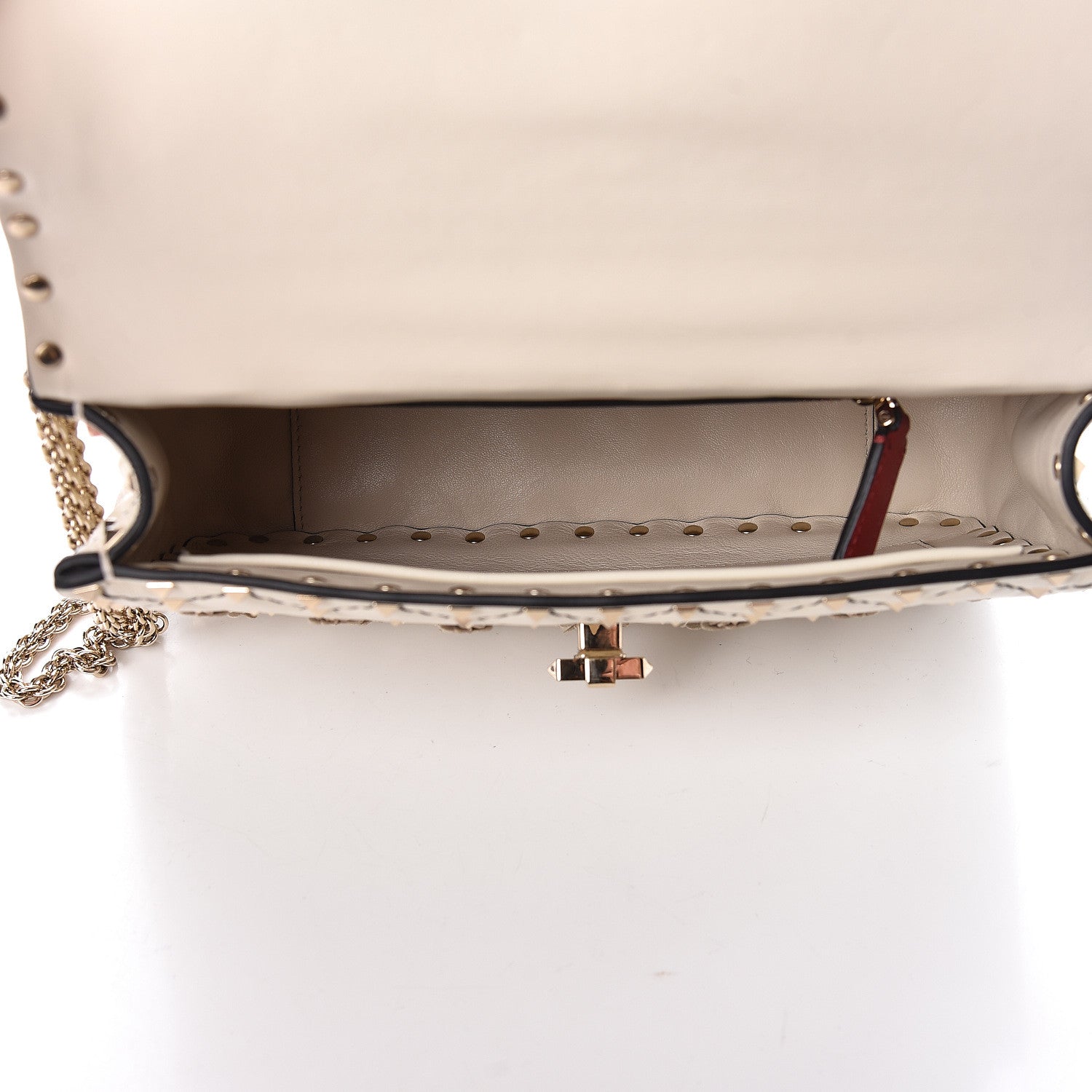 Valentino Garavani Lambskin Flower Medium Rockstud Spike Shoulder Bag Ivory 5 of 9