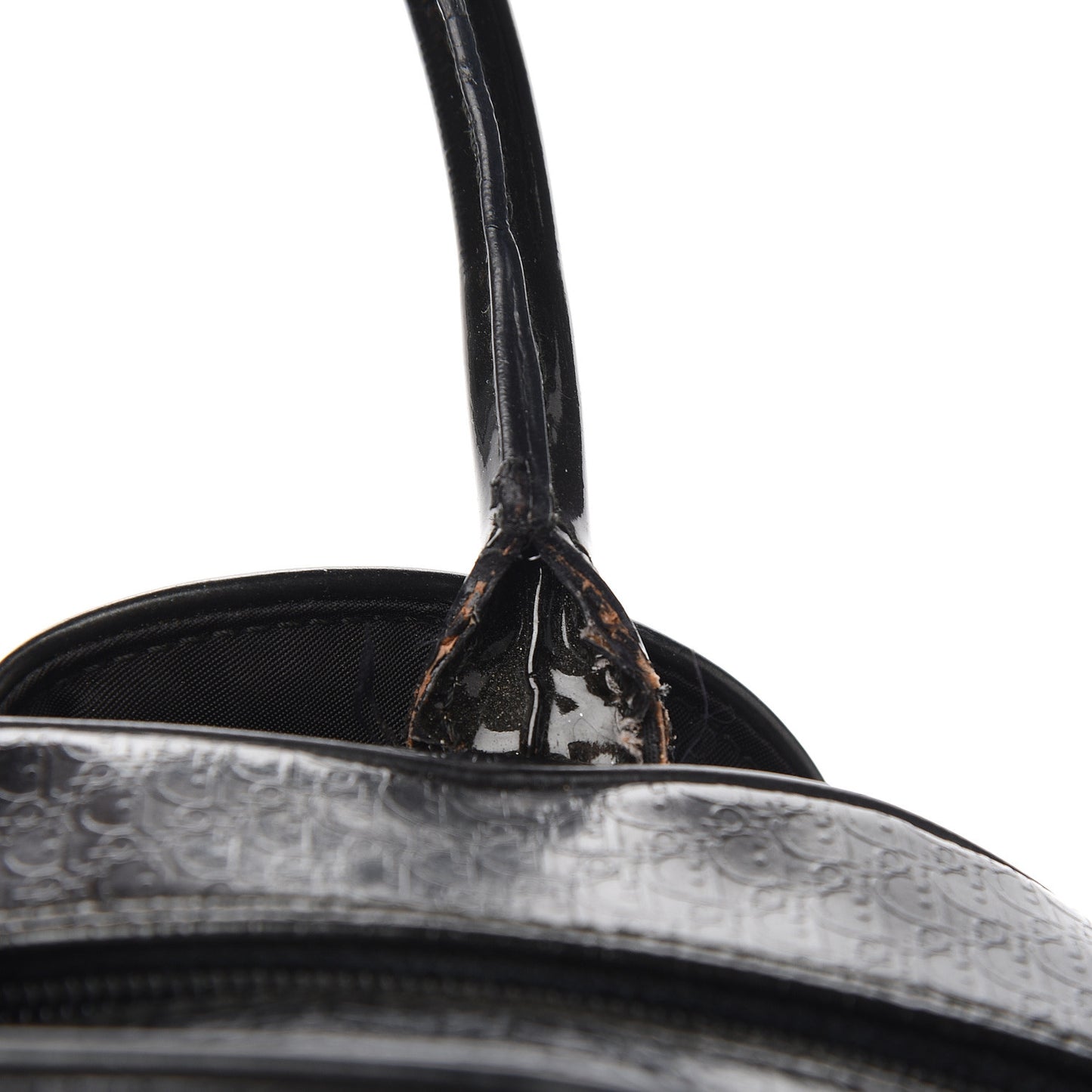 Patent Calfskin Embossed Saddle Bowler Black