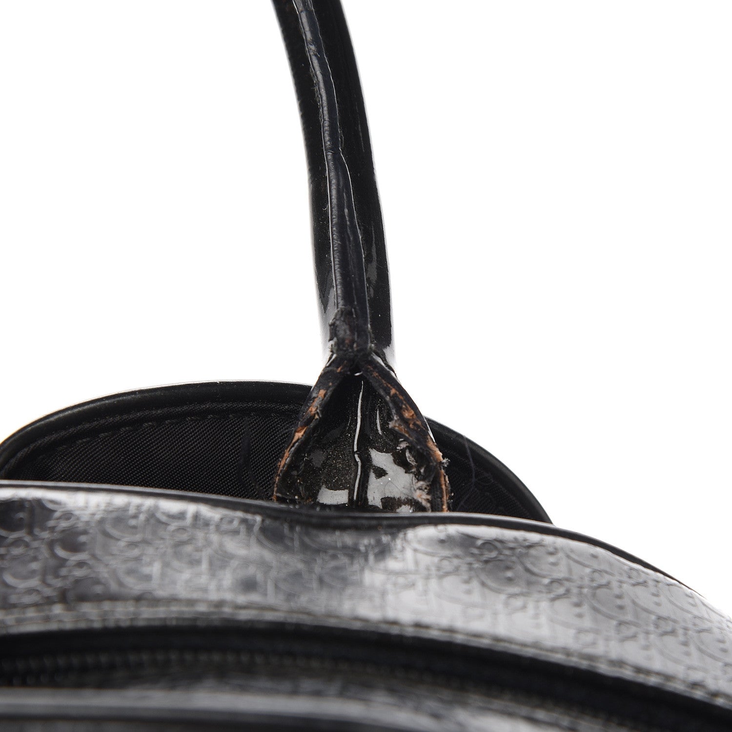 Christian Dior Patent Calfskin Embossed Saddle Bowler Black 12 of 12