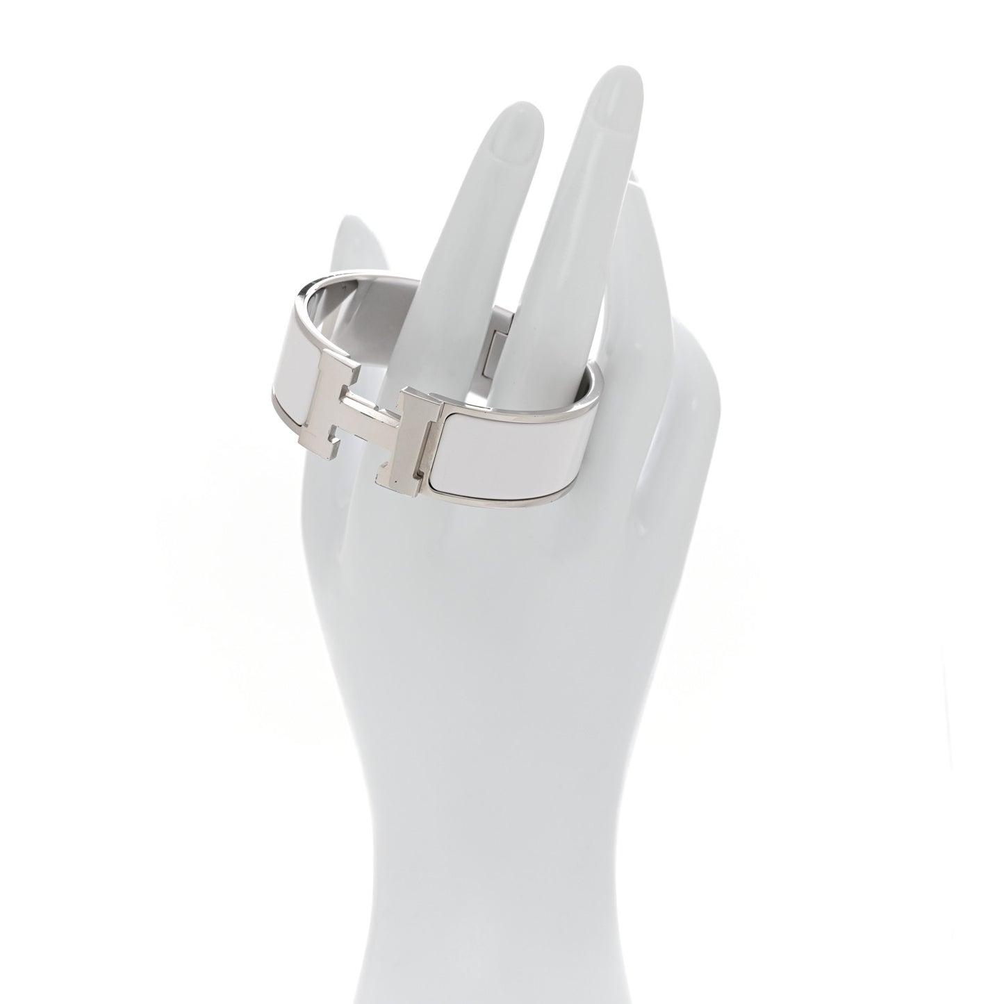 Enamel Wide Clic Clac H Bracelet PM White