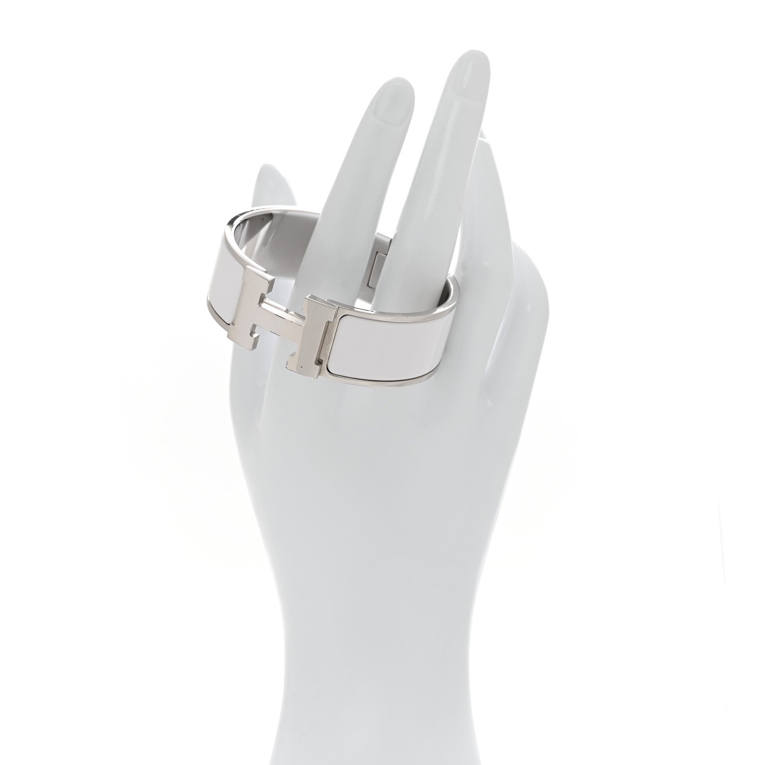 Hermes Enamel Wide Clic Clac H Bracelet PM White 2 of 6