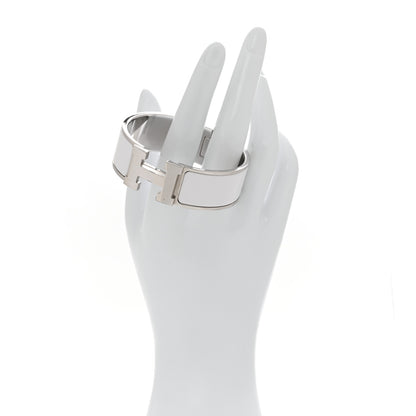 Hermes Enamel Wide Clic Clac H Bracelet PM White 2 of 6