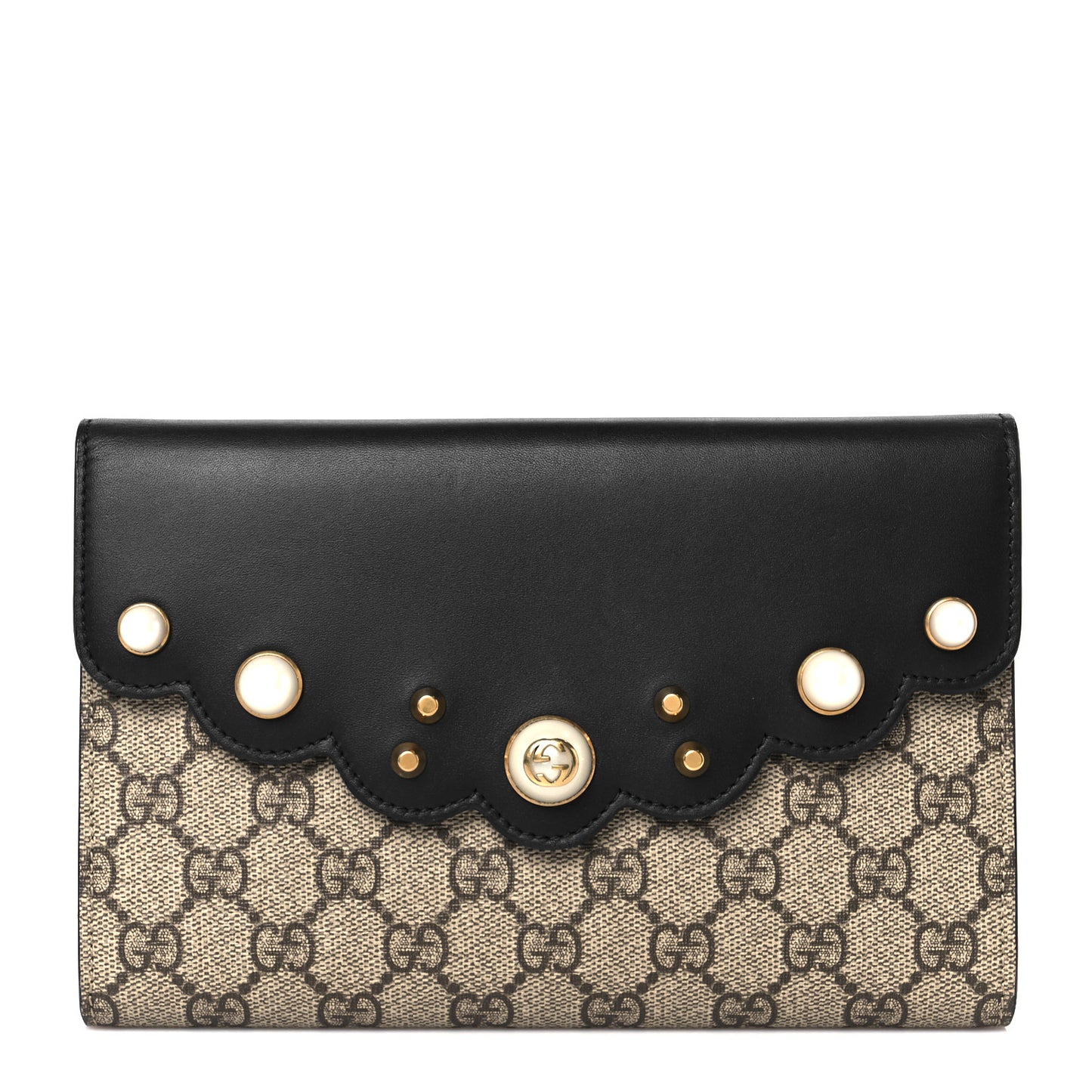 GG Supreme Monogram Mini Peony Pearly Black