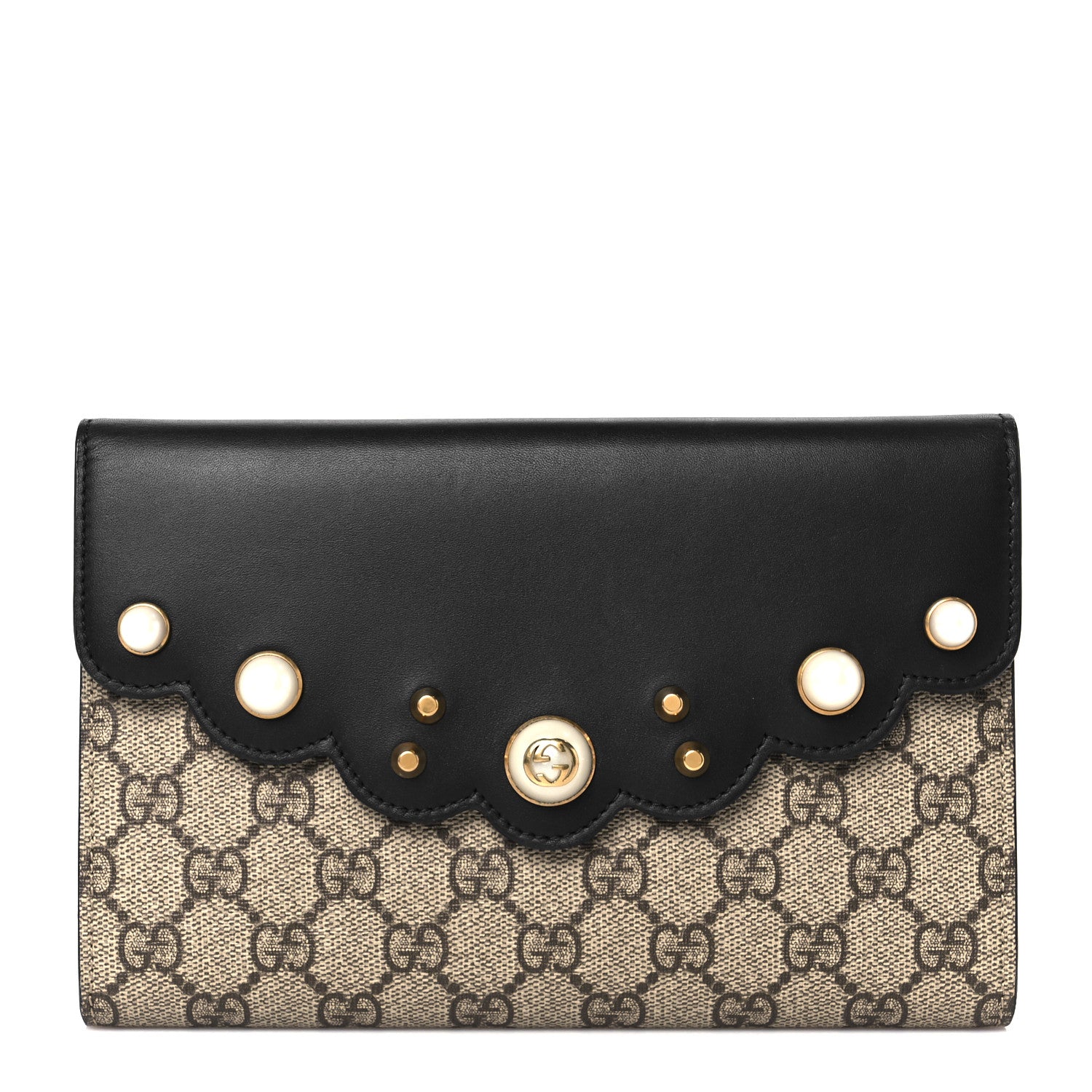 Gucci GG Supreme Monogram Mini Peony Pearly Black 1 of 8