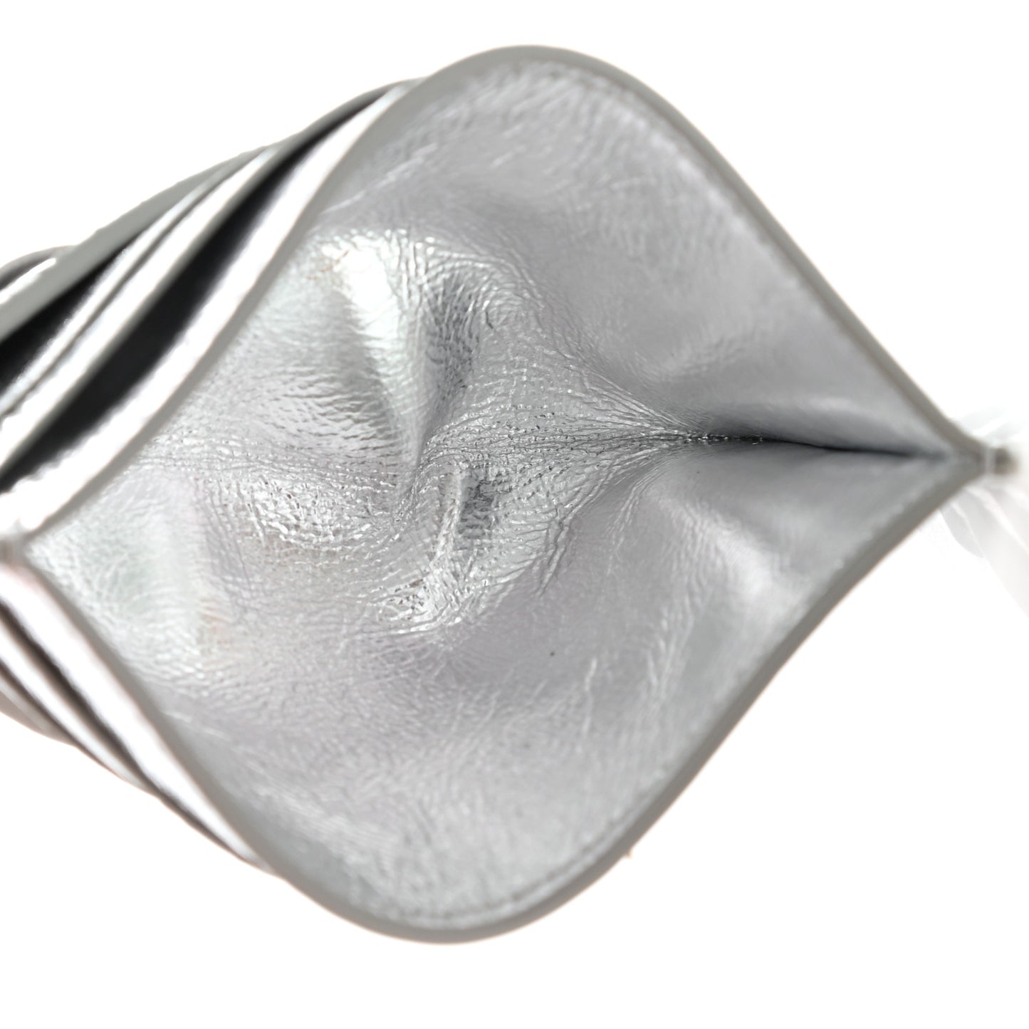 Metallic Nappa Intrecciato Card Holder Silver