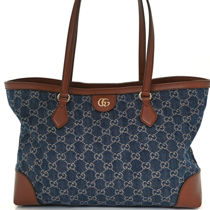 Gucci New Denim GG Monogram Medium Ophidia Shopping Tote Blue Tea Cuir 9 of 11
