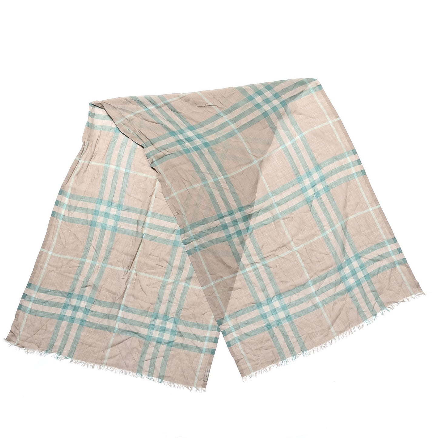 Linen Check Lightweight Scarf Green