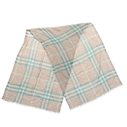 Burberry Linen Check Lightweight Scarf Green 2 of 4