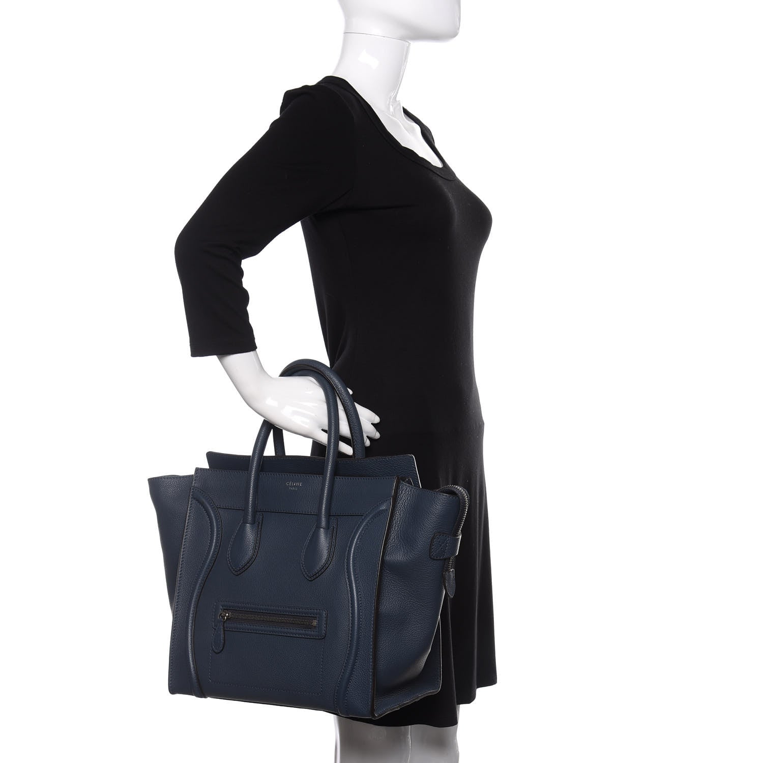 Celine Drummed Calfskin Mini Luggage Orage 2 of 10