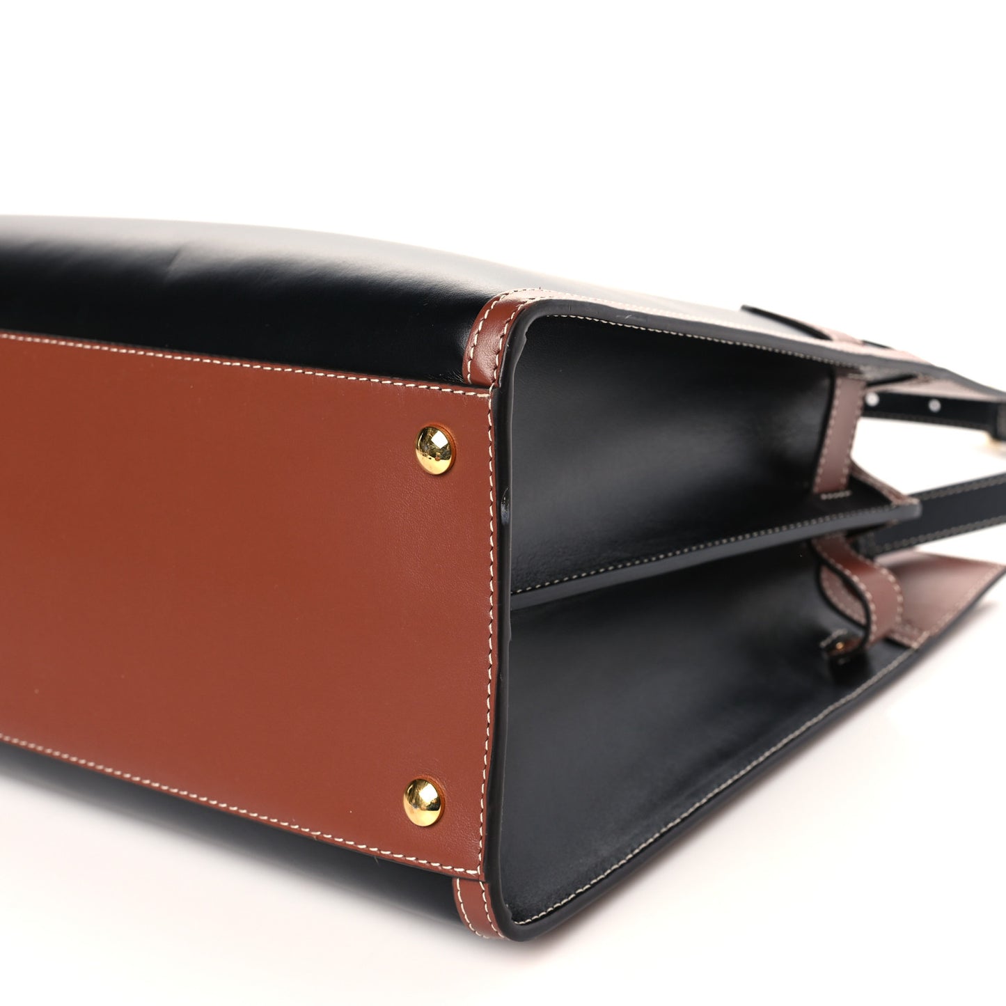 Calfskin Vintage Check Medium Two Handle Title Bag Black