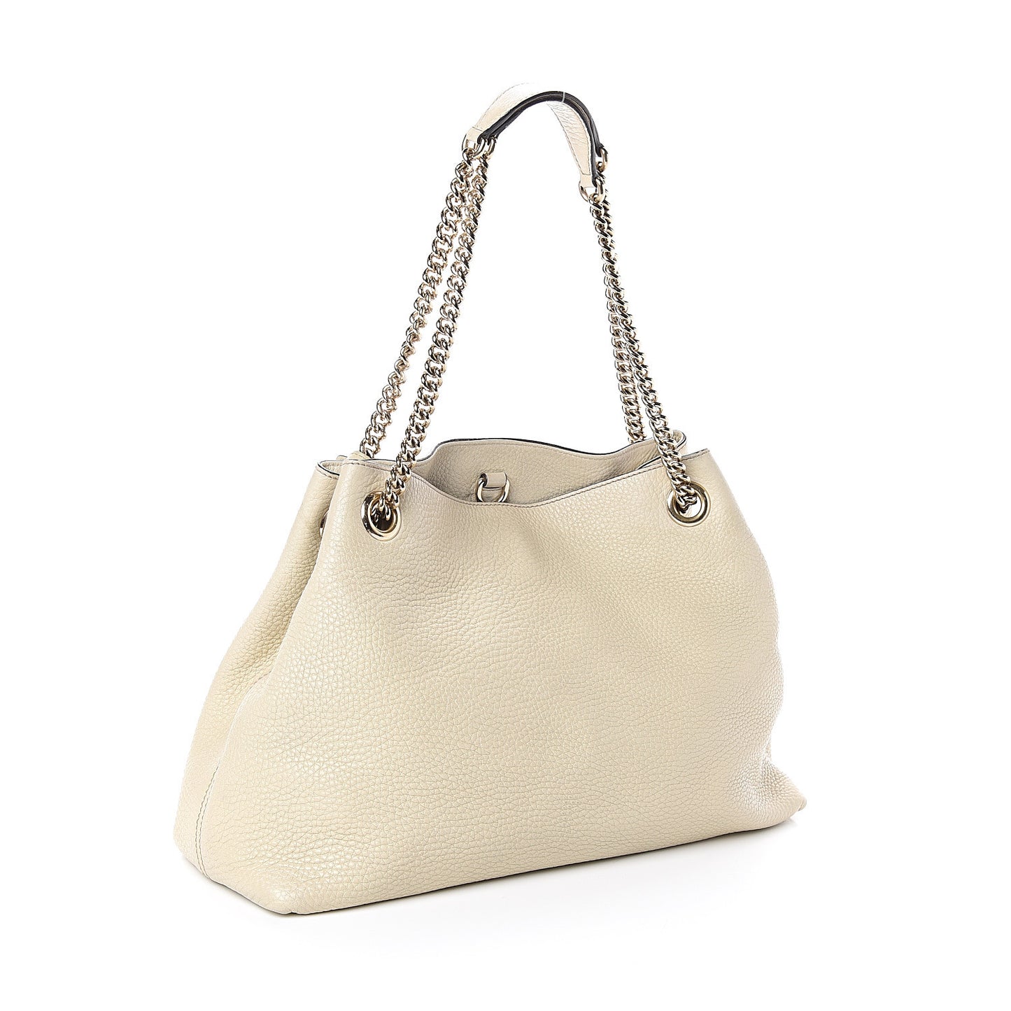 Pebbled Calfskin Medium Soho Chain Shoulder Bag Off White